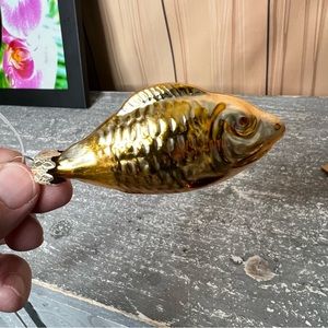Vintage blown glass fish Christmas ornament